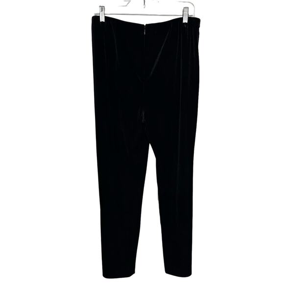 Alex Evenings Velvet Pants Black Straight Leg Zip Back Womens Size L Stretch - Picture 3 of 7